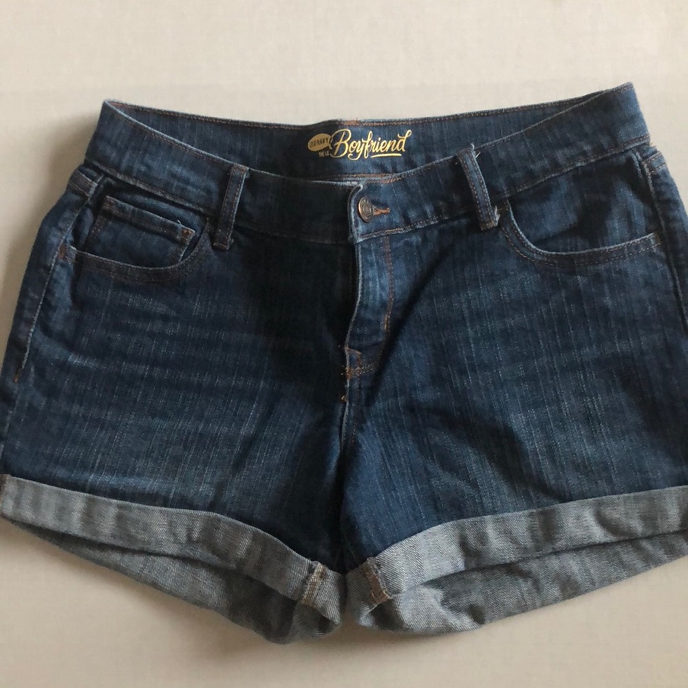 Dark wash denim short